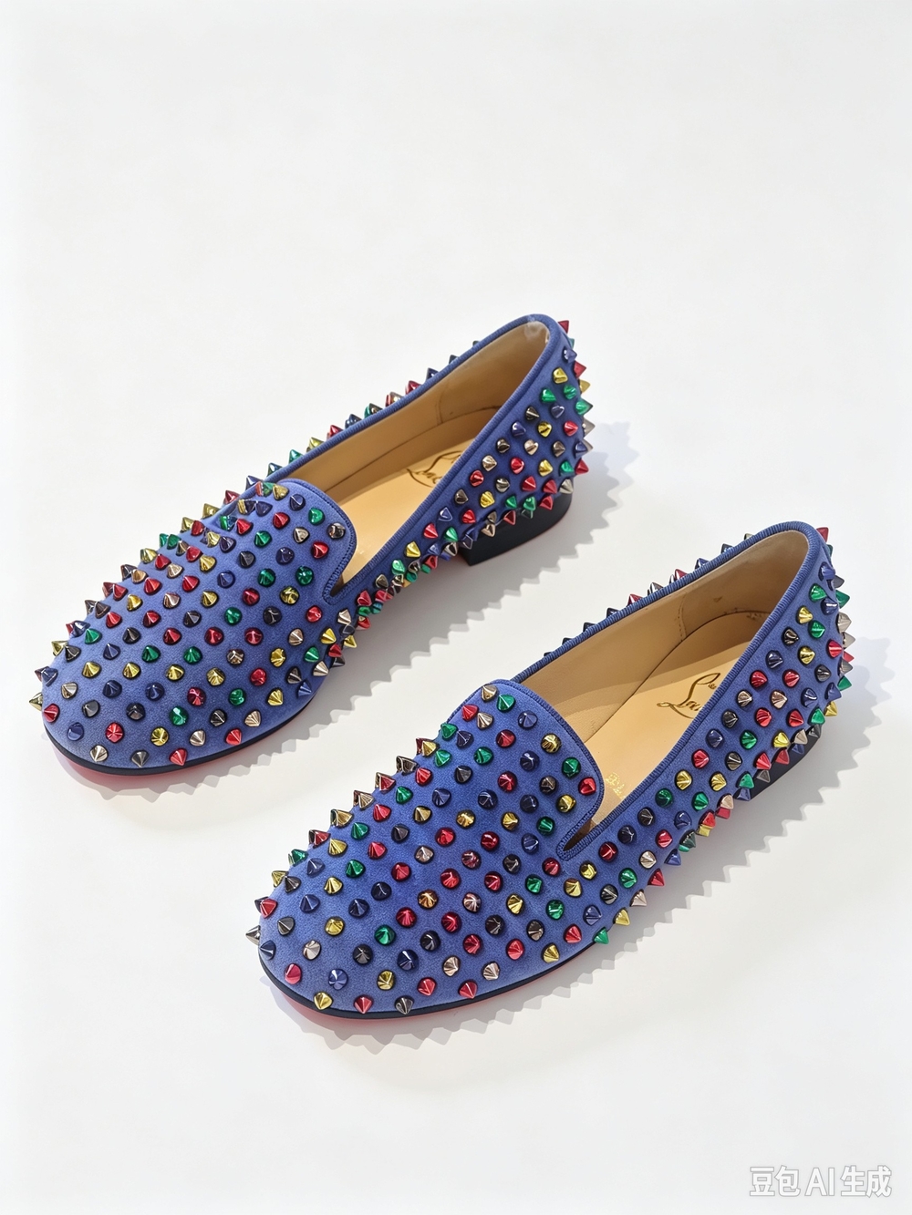 Christian Louboutin Blue Studded Suede Loafers